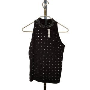Nwt XS White House Black Market Silver Stud Sleeveless Tank Top Knit